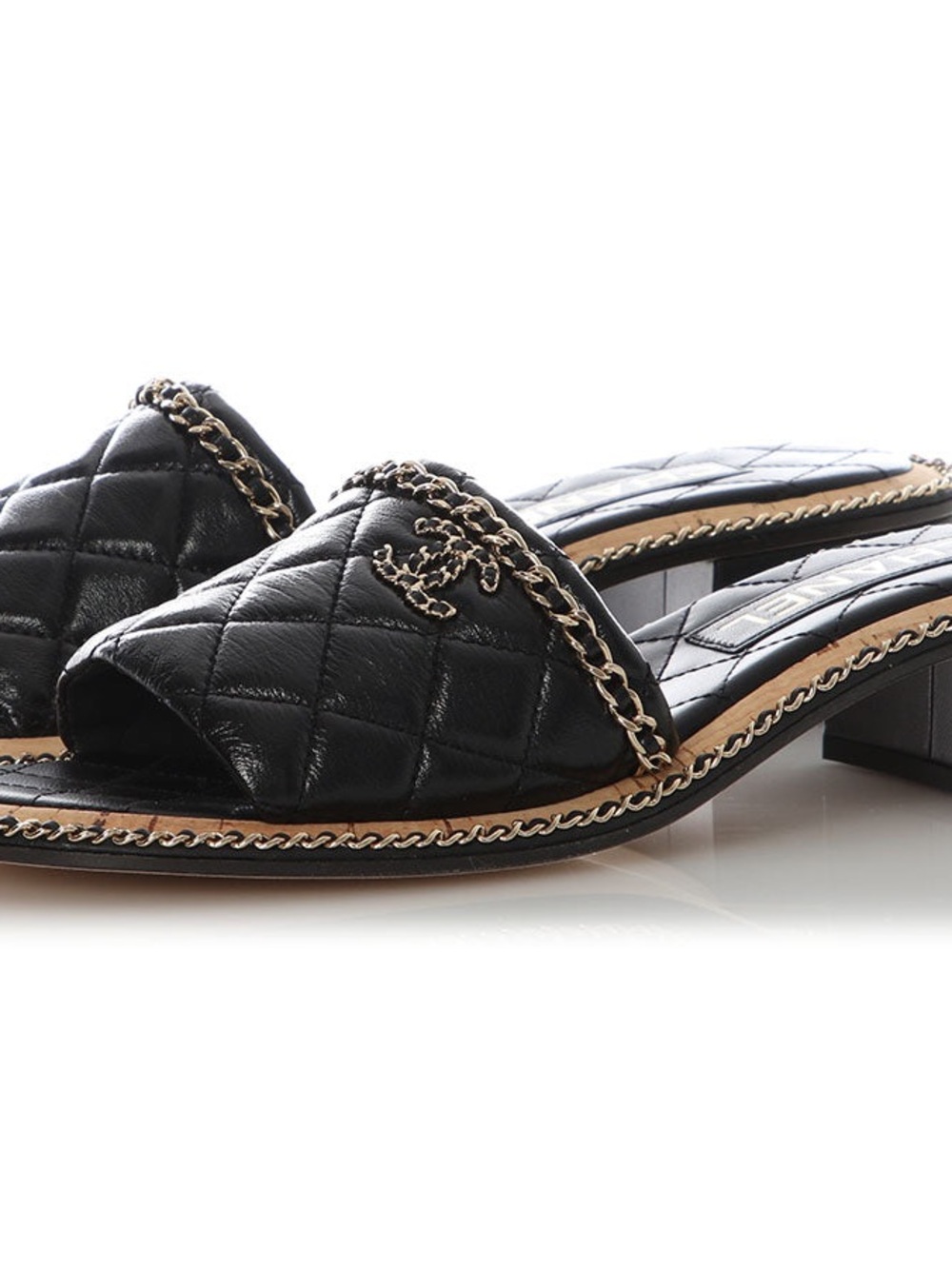 Chanel black quilted leather chain slide - Picture 3 of 6